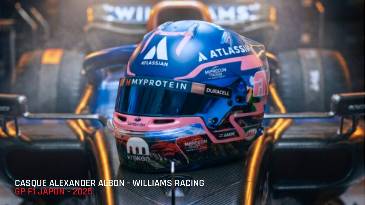 Casque Alexander Albon — Williams Racing, GP F1 Japon 2025